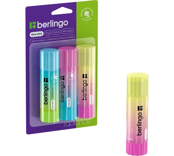 Изображение товара Клей-карандаш BERLINGO Radiance 21 г, 3 шт в блистере FPp_21000_3