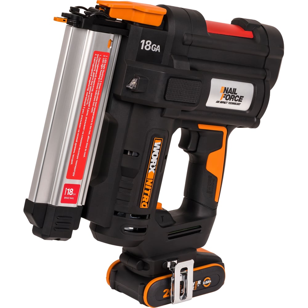 Изображение товара Аккумуляторный гвоздезабивной пистолет WORX 20В, 2Ачх1, ЗУ, сумка WX842