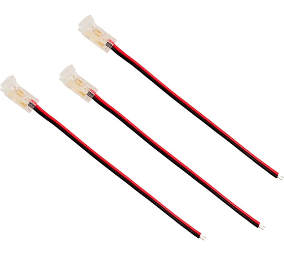 Изображение товара Коннектор выводной Wolta для одноцветной SMD ленты шириной 5мм, провод 10см, комплект 3шт. WLS-2PIN-5MM-MONO-1