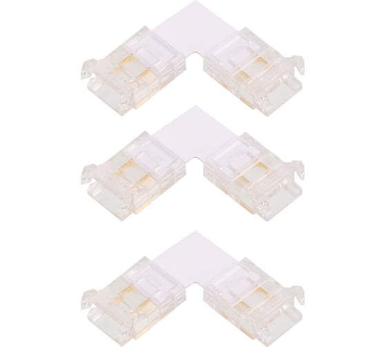 Изображение товара Коннектор угловой Wolta для одноцветной моно ленты 10 мм на 48В, в упаковке 3шт WLS-2PIN-10MM-MONO-L