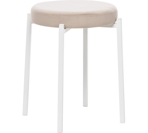 Изображение товара Табурет Leset Авис профиль, металл белый, велюр ULTRA SAND песок 3001-1218