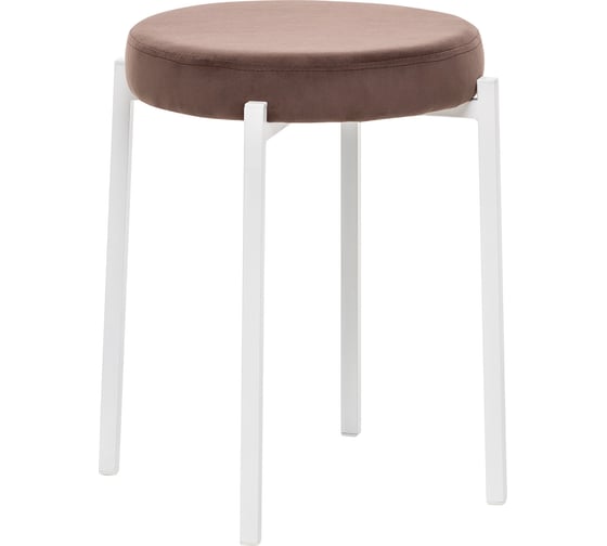 Изображение товара Табурет Leset Авис профиль, металл белый, велюр ULTRA CHOCOLATE шоколад 3001-1203