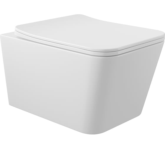 Изображение товара Унитаз подвесной AQUEDUTO AQD MACIO 520х370 мм, безободковый, сиденье с микролифтом, белый глянцевый MAC0110