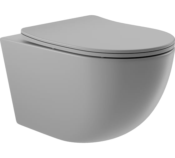 Изображение товара Унитаз подвесной AQUEDUTO AQD OVO 525х360 мм, безободковый, сиденье с микролифтом, серый матовый OVO0130