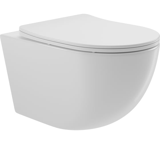 Изображение товара Унитаз подвесной AQUEDUTO AQD OVO 525х360 мм, безободковый, сиденье c микролифтом, белый глянцевый OVO0110