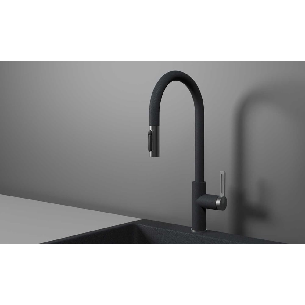 Изображение товара Кухонный смеситель с выдвижным изливом Granula GR-8168 графит современный стиль