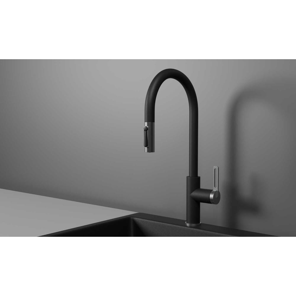 Изображение товара Кухонный смеситель с выдвижным изливом Granula GR-8168 турмалин современный стиль