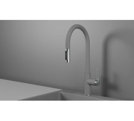 Изображение товара Кухонный смеситель с выдвижным изливом Granula GR-8168, АЛЮМИНИУМ