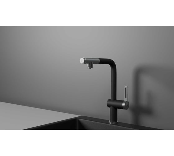 Изображение товара Кухонный смеситель с выдвижным изливом Granula GR-8169, ТУРМАЛИН