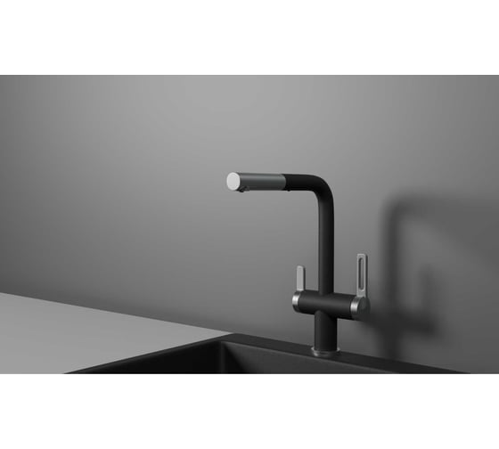 Изображение товара Кухонный смеситель с выдвижным изливом Granula GR-8170, ШВАРЦ