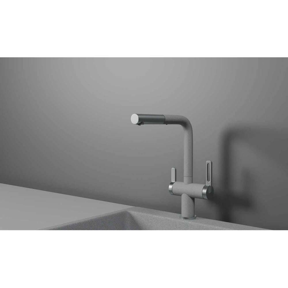 Изображение товара Кухонный смеситель с выдвижным изливом Granula GR-8170 базальт современный стиль