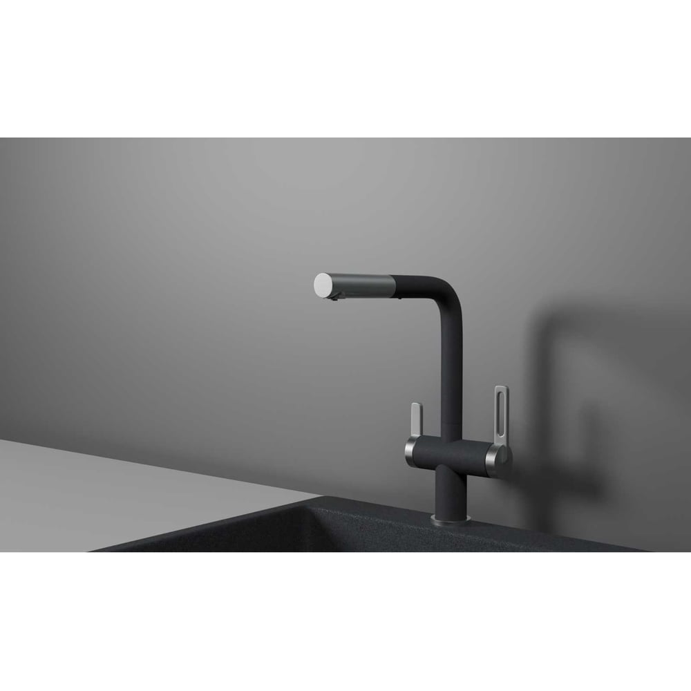 Изображение товара Кухонный смеситель с выдвижным изливом Granula GR-8170 графит современный стиль
