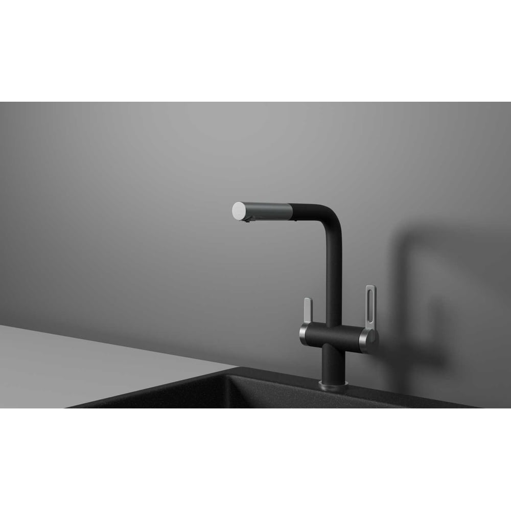 Изображение товара Кухонный смеситель с выдвижным изливом Granula GR-8170 черный
