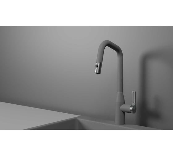 Изображение товара Кухонный смеситель с выдвижным изливом Granula GR-8171, АЛЮМИНИУМ