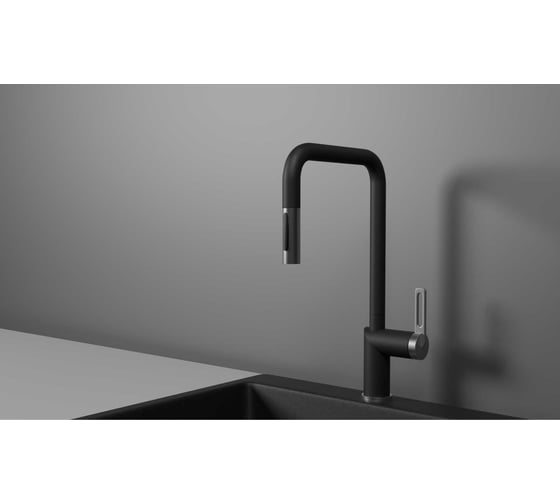 Изображение товара Кухонный смеситель с выдвижным изливом Granula GR-8173, ШВАРЦ