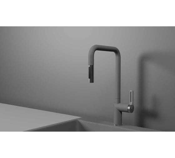 Изображение товара Кухонный смеситель с выдвижным изливом Granula GR-8173, АЛЮМИНИУМ