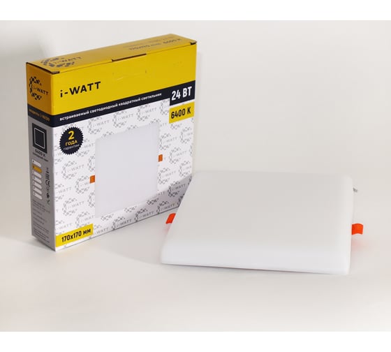 Изображение товара Светильник встраиваемый I-WATT LED 24Вт 6400К 2400Лм 175-240V (квадратный) i-16130