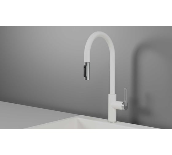 Изображение товара Кухонный смеситель с выдвижным изливом Granula GR-8168, АРКТИК, 8168, АРКТИК (БЕЛЫЙ)
