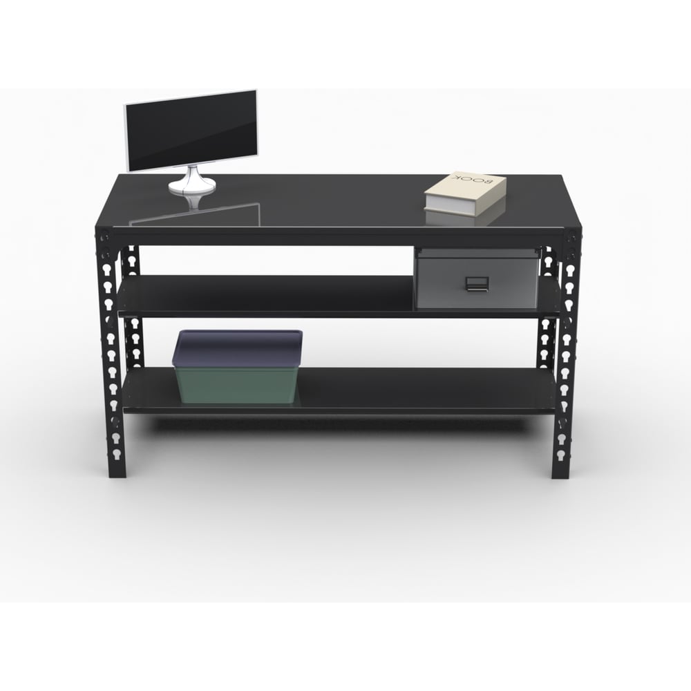 Изображение товара Металлический стол 750х1300х500 мм с двумя полками ООО Металекс серый