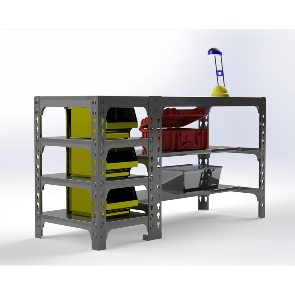 Изображение товара Металлический стол с боковыми полками ООО Металекс 750х1600х600 мм серый