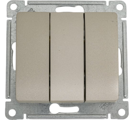 Изображение товара 3-клавишный механизм выключателя Systeme Electric скрытой проводки Glossa 10А IP20 3 10AX платина GSL001231