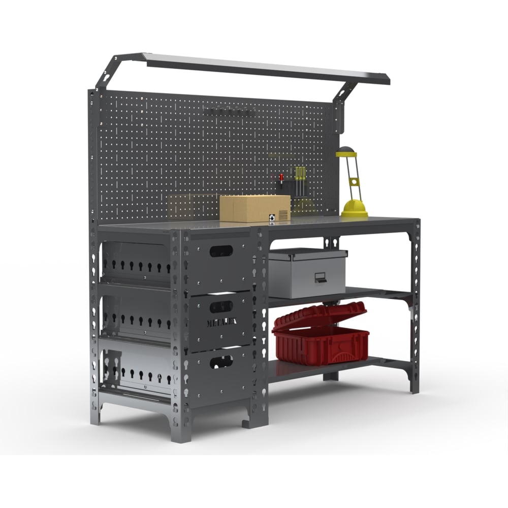 Изображение товара Металлический стол серии SUN 750х1600х500 мм с ящиками и подсветкой