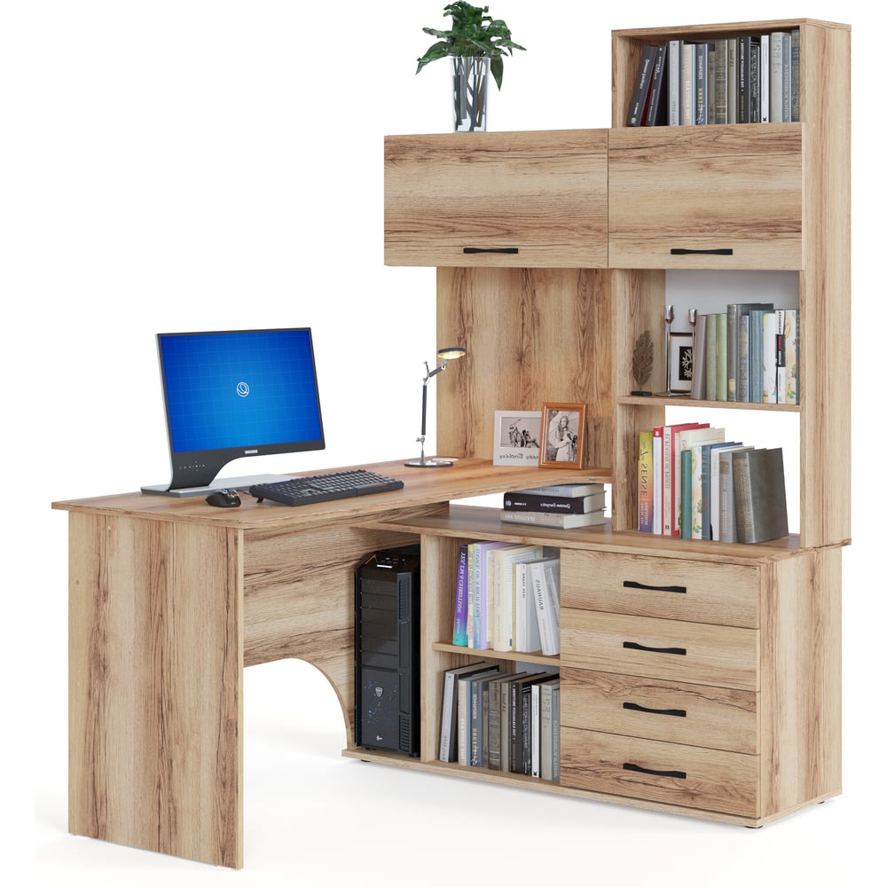 Изображение товара Компьютерный стол СОКОЛ КСТ-14.1 правый дуб делано классический угловой