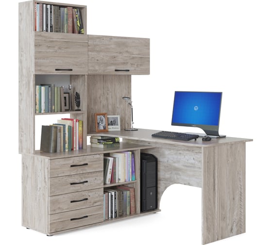 Изображение товара Стол компьютерный СОКОЛ КСТ-14.1 левый дуб юкон 00-00015786