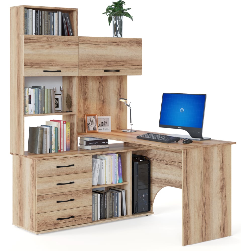 Изображение товара Компьютерный стол СОКОЛ КСТ-14. 1 левый дуб - стильный и функциональный для дома и офиса