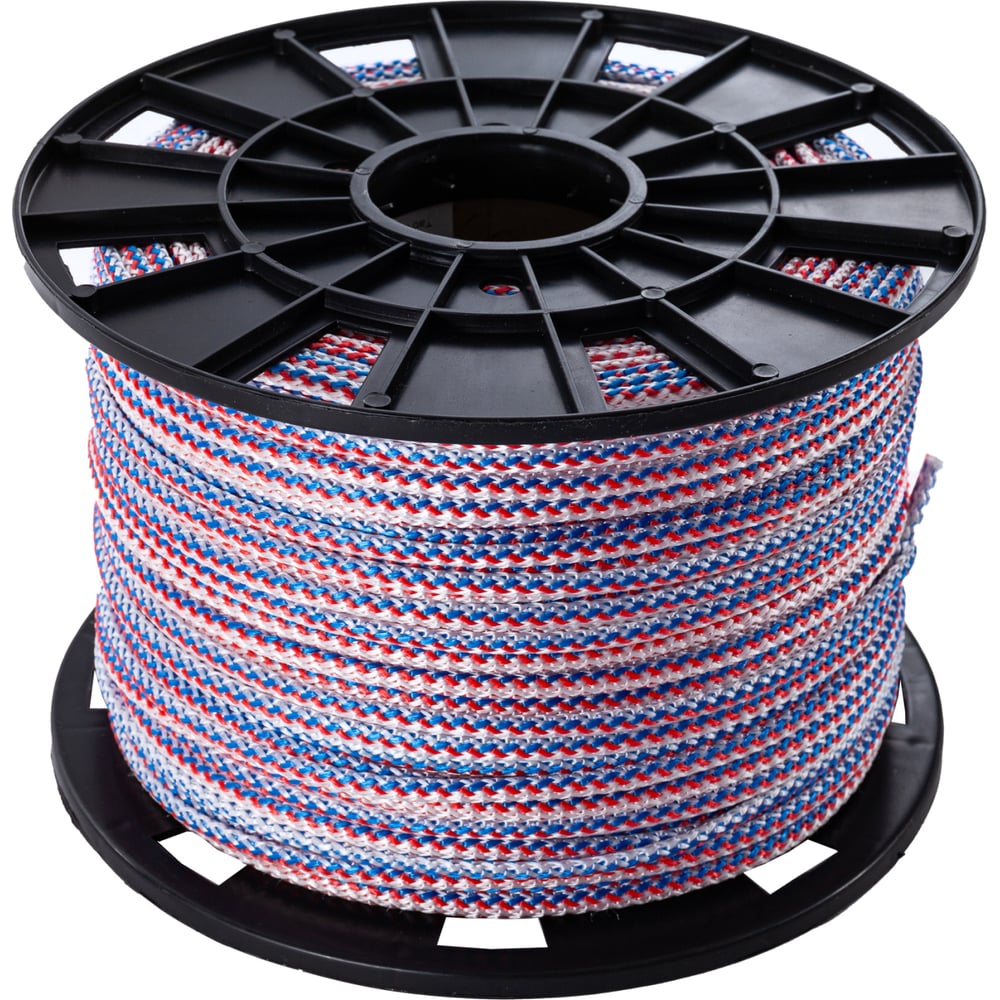 Изображение товара Вязаный полипропиленовый шнур Политех 6 мм 200 м разноцветный прочный бытовой