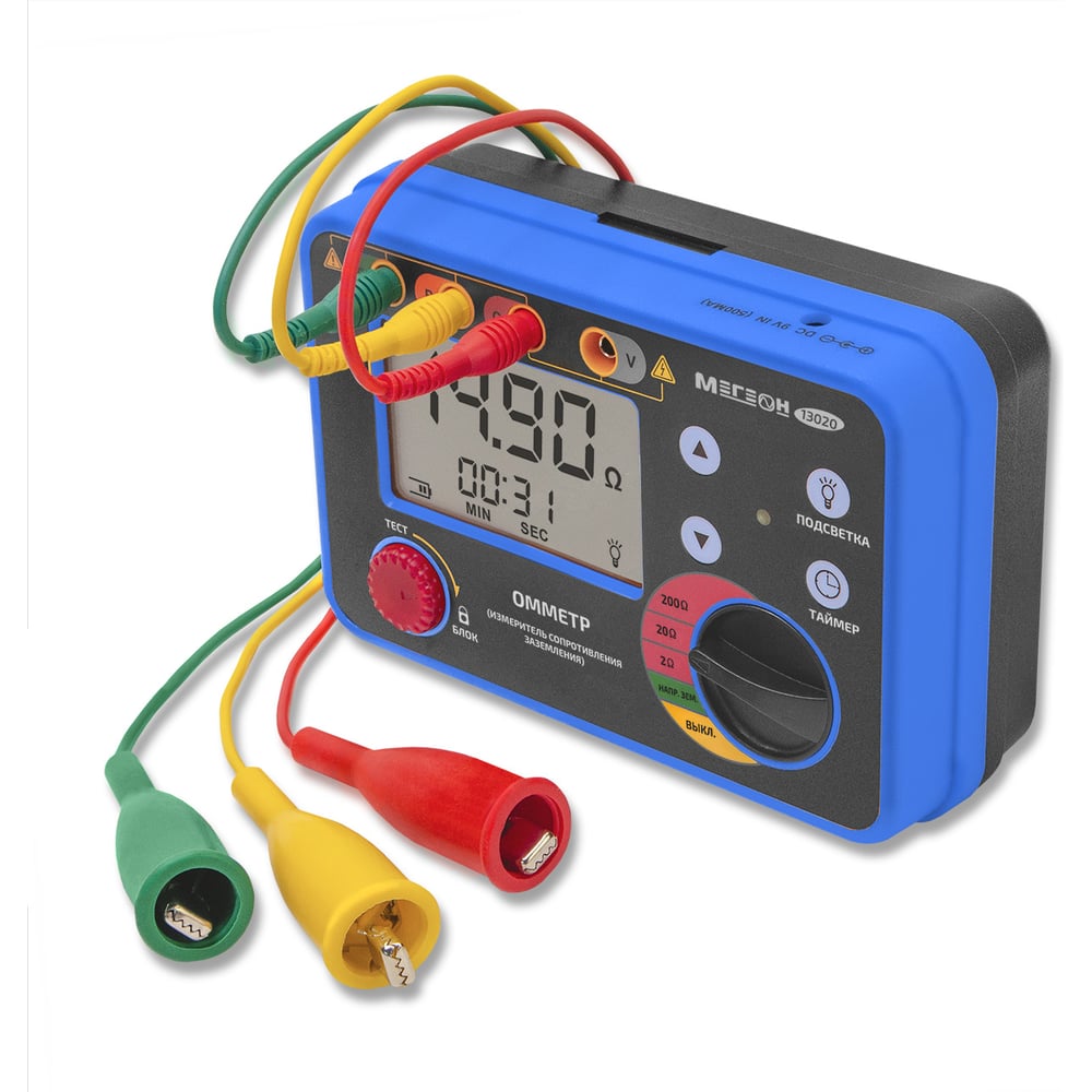 Изображение товара Мегеон 13020 Омметр для измерения сопротивления заземления профессиональный
