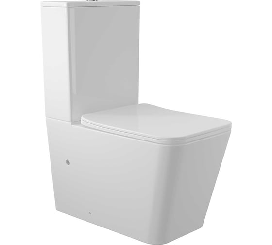 Изображение товара Унитаз напольный AQUEDUTO AQD MACIO 635х385 мм, безободковый с бачком, сиденье с микролифтом, белый глянцевый AQDSMAC10
