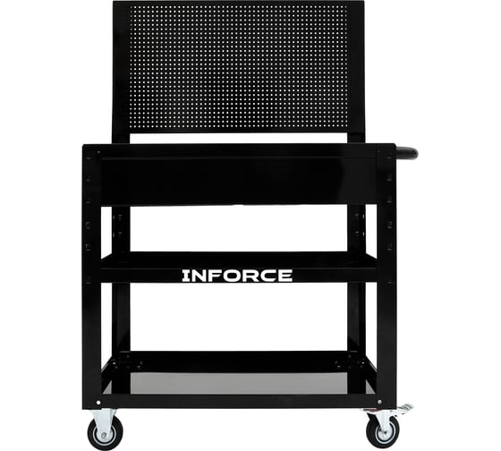 Изображение товара Инструментальная тележка Inforce 3 полки с панелью и ящиками, габариты без упаковки 950х486х1360мм, 06-01-19