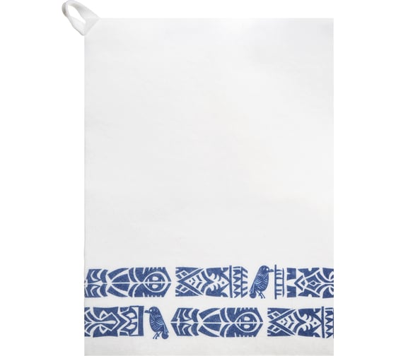 Изображение товара Коврик для бани и сауны ГлавБаня с принтом Мезенский орнамент, 30х40 см, войлок белый синтетический Б042021