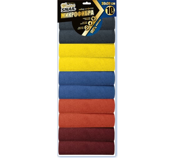 Изображение товара Набор из 10 шт. салфеток Golden Snail 30x30 см. микрофибра универсальная GS0452