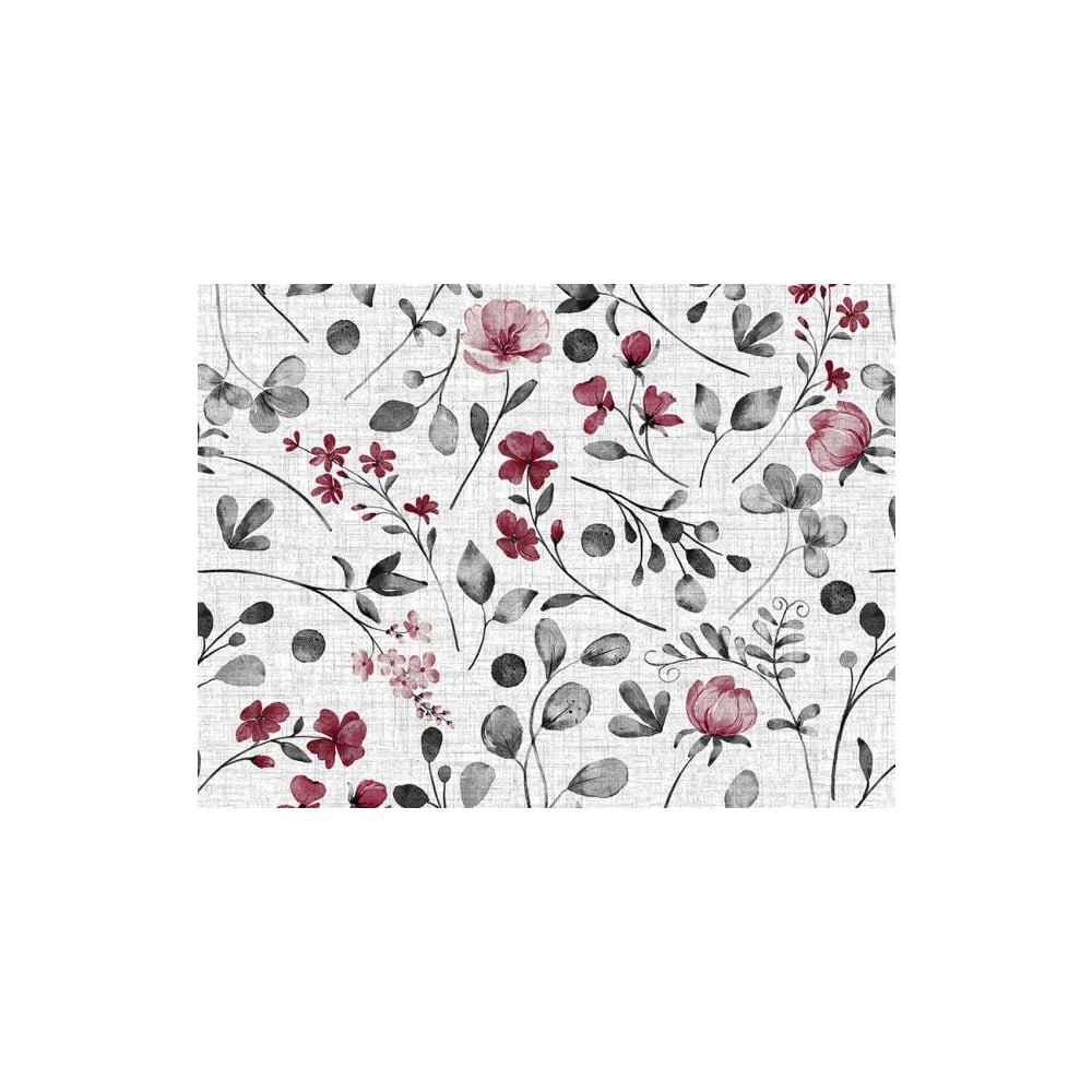 Изображение товара Клеёнка столовая PERFECTO LINEA DECO серо-красный цветы 1x1.3 метра