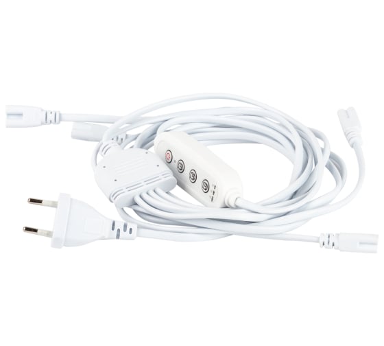 Изображение товара Разветвитель сетевой для линейных светильников ЭРА Разветвитель 4х IEC C7 3pin 2mtimer на 4 точки с таймером Б0066947