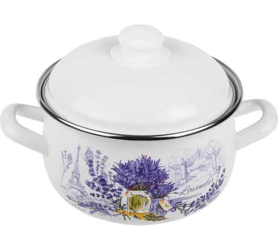 Изображение товара Кастрюля стальная эмалированная PERFECTO LINEA 3.8 л, серия Букет лаванды, 50-360958