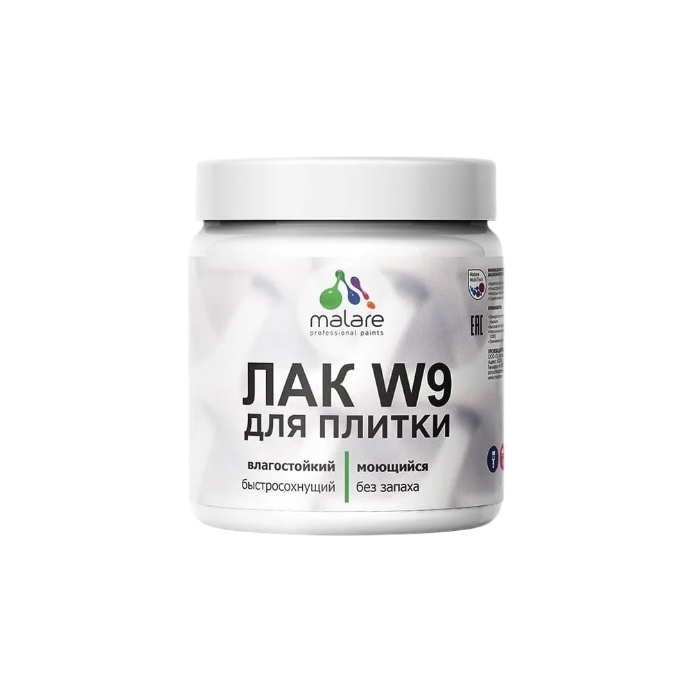 Изображение товара Лак колерованный тонирующий для плитки и камня MALARE W9 акриловый влагостойкий 0.5 кг венге