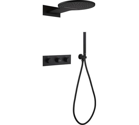 Изображение товара Душевая система ABBER Wasser Kreis скрытого монтажа, без излива, термостат, черный матовый AF8151B