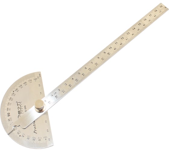 Изображение товара Угломер-транспортир линейка CNIC с метрической шкалой, 0-180 гр, линейка L195 мм YX19-200T 75109