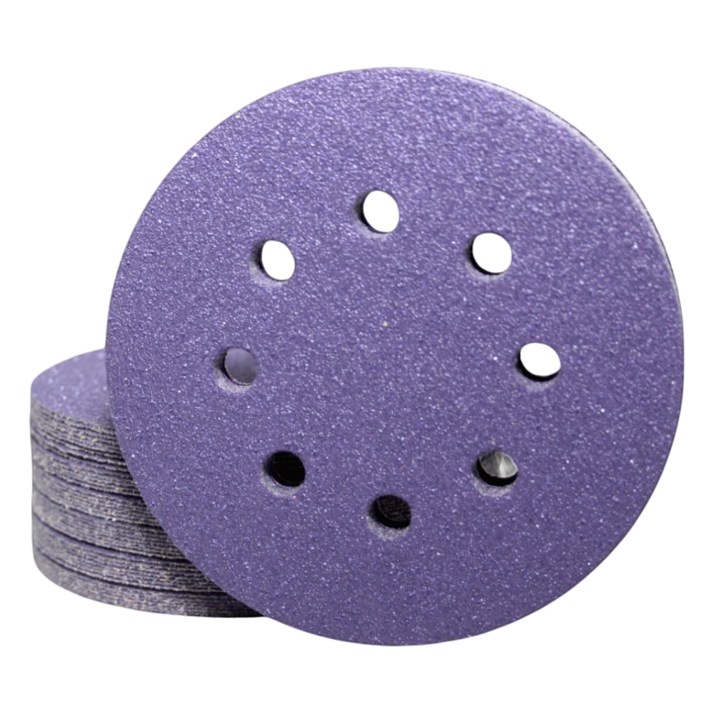 Изображение товара Круг шлифовальный CERAMAX 125 мм PURPLE FILM 8 отверстий, P800, 50 шт. 1CRX1034 Изображение товара Круг шлифовальный CERAMAX 125 мм PURPLE FILM 8 отверстий, P800, 50 шт. 1CRX1034
