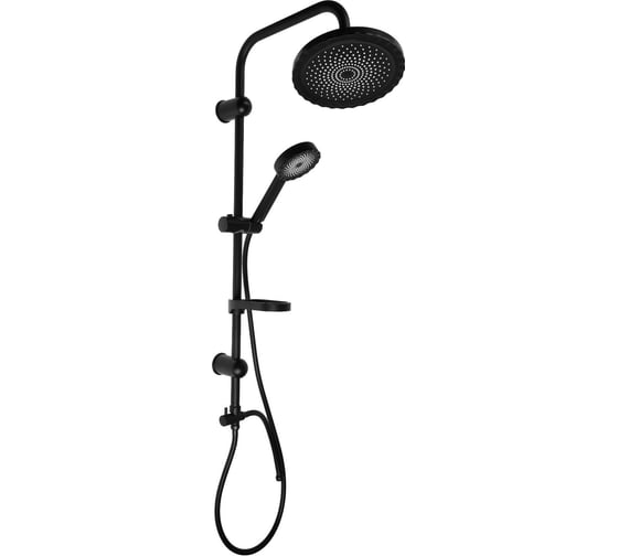 Изображение товара Душевая стойка без смесителя GRIALE с тропическим и ручным душем, черный матовый GR9932194