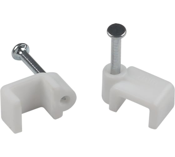 Изображение товара Скоба пластиковая ЭРА NO225285 крепежная плоская 8 мм белая (10 шт/уп) Б0066616