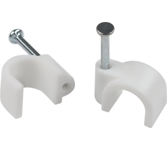 Изображение товара Скоба пластиковая ЭРА NO225280 крепежная круглая 10 мм белая (10 шт/уп) Б0066673