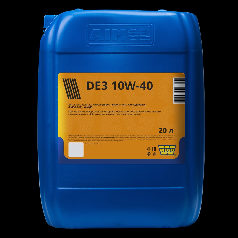 Моторное масло WEGO DE3 10W-40, CI-4/SL, 20 л, 17.5 кг 4627089061454