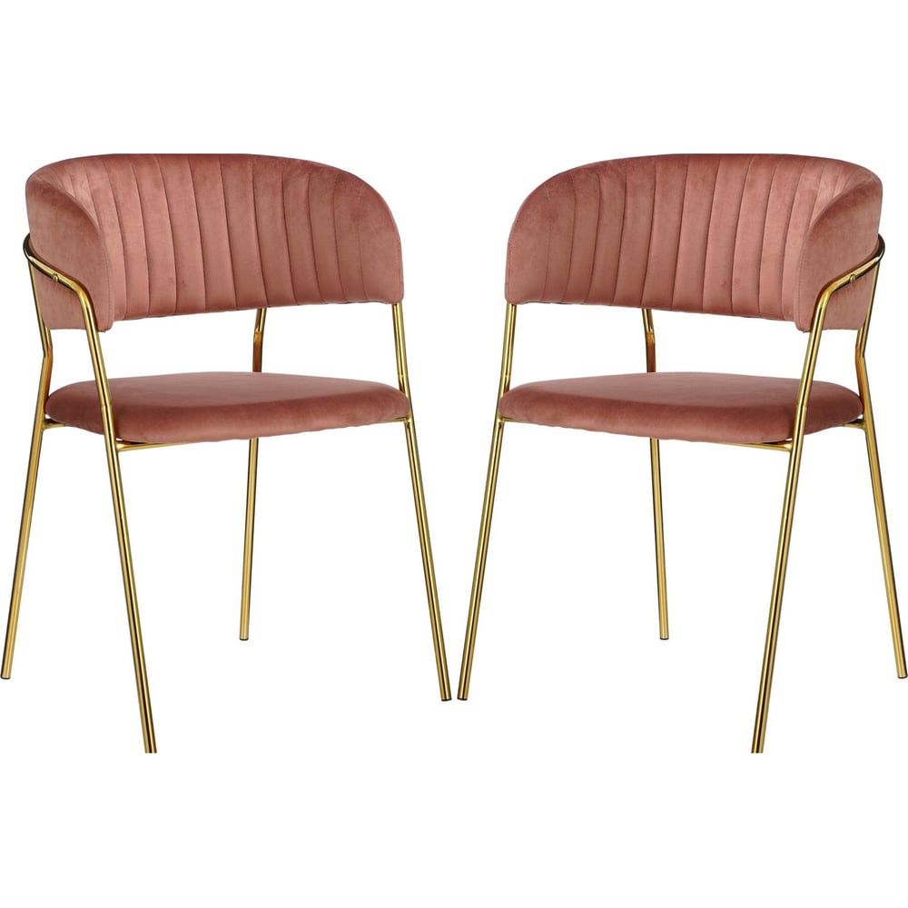 Изображение товара Стул Hesby Whispered Fusion розовый комплект 2 шт с золотым каркасом и велюровой обивкой