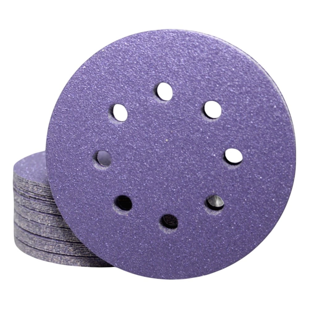 Абразивные круги 125 мм CERAMAX PURPLE PAPER, 8 отверстий, P320, 50 шт. 1CRX1078