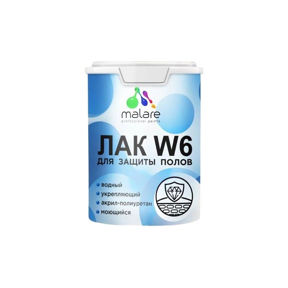 Изображение товара Колерованный тонирующий лак MALARE W6 для пола и дерева водный матовый 0.9 кг