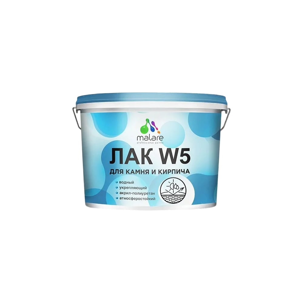 Изображение товара Лак колерованный тонирующий для камня и кирпича MALARE W5 9 кг водный матовый желтый